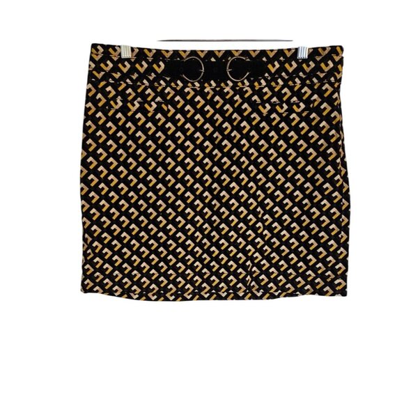 Loft Corduroy Skirt Size 8 Black retro print micro mini - Picture 1 of 5